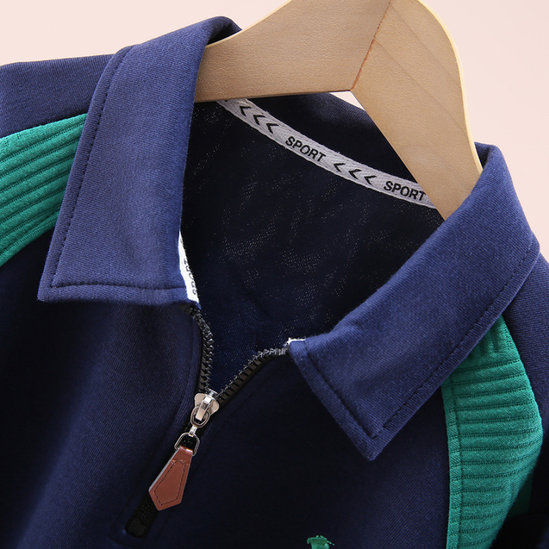Dječji polo shirt s dugačkim rukavima, pamuk, s izvezenim slovima, jednostavan stil, za proljeće i jesen, za djecu stariju od 8 godina