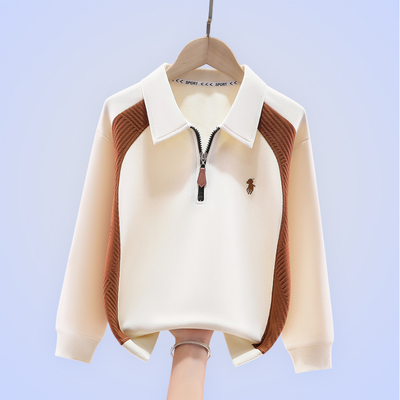 Dječji polo shirt s dugačkim rukavima, pamuk, s izvezenim slovima, jednostavan stil, za proljeće i jesen, za djecu stariju od 8 godina