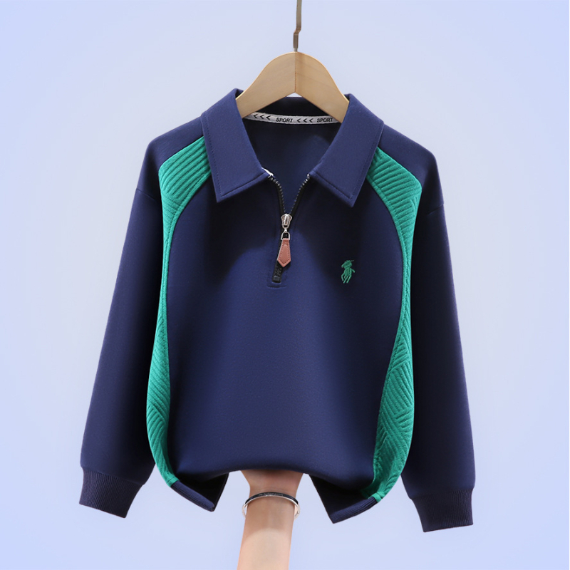 Dječji polo shirt s dugačkim rukavima, pamuk, s izvezenim slovima, jednostavan stil, za proljeće i jesen, za djecu stariju od 8 godina