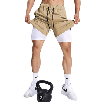 Ανδρικά Ανοπνεόμενα Αθλητικά Σορτς Διπλού Στρώματος Με Εσωτερική Επένδυση – Καλοκαίρι, Απομάκρυνση Ιδρώτα, Πολυεστερικό Μίγμα