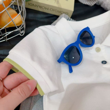 Díszített gyerekek polo felső, rövid ujjú, lazán szabott, pamutkeverék anyag, 2025 nyár