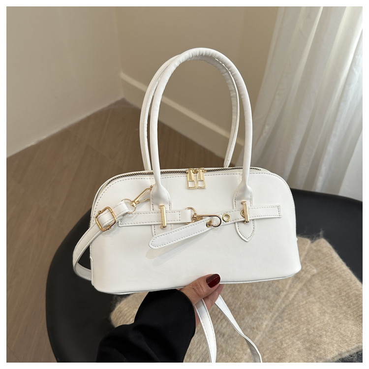 Ženska crossbody torba ispod pazuha - PU koža, gradski minimalistički stil, zatvarač, najlon podstava, dvostruki remen