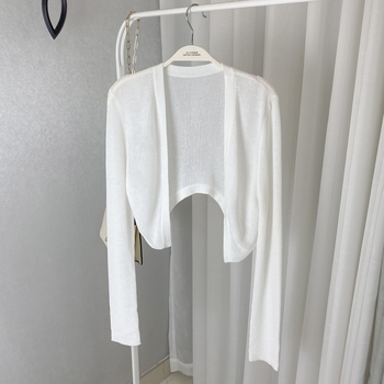 Cardigan de protecție solară pentru femei, mâneci lungi, tricot elastic, amestec bumbac-poliester, lungime 50–65 cm, UPF30+