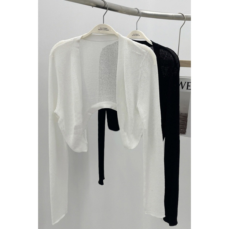 Cardigan de protecție solară pentru femei, mâneci lungi, tricot elastic, amestec bumbac-poliester, lungime 50–65 cm, UPF30+