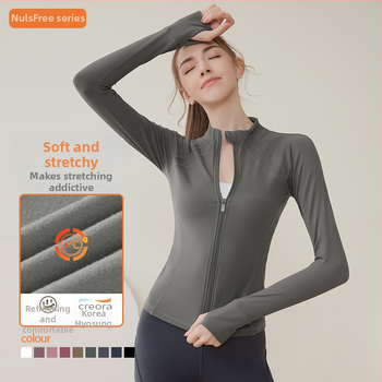 Női sportdzseki zipzárral, fleece béléses, hosszú ujjú, álló gallér, futáshoz és jóga