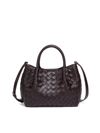 Carlos Milin geantă tote PU țesută manual cu închidere magnetică, buzunar intern cu fermoar și buzunar intern tip patch, căptușeală din poliester, formă orizontală pătrată, curea de umăr simplă