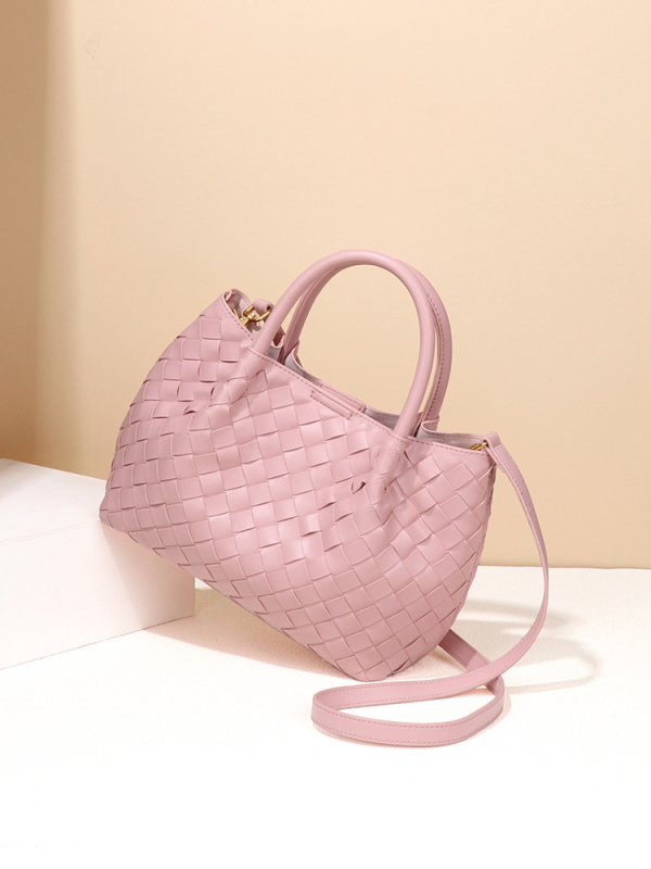 Carlos Milin geantă tote PU țesută manual cu închidere magnetică, buzunar intern cu fermoar și buzunar intern tip patch, căptușeală din poliester, formă orizontală pătrată, curea de umăr simplă