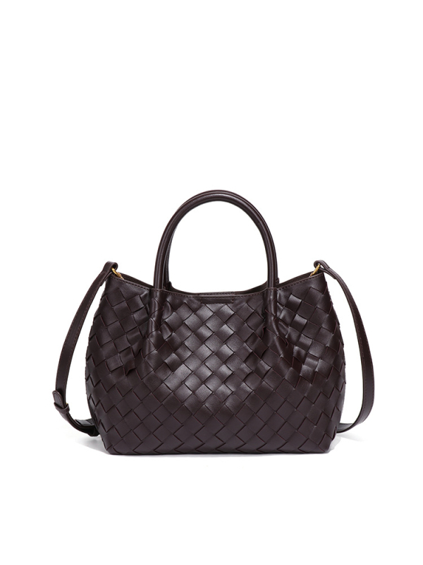 Carlos Milin geantă tote PU țesută manual cu închidere magnetică, buzunar intern cu fermoar și buzunar intern tip patch, căptușeală din poliester, formă orizontală pătrată, curea de umăr simplă