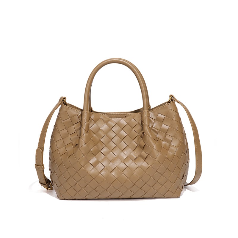 Carlos Milin geantă tote PU țesută manual cu închidere magnetică, buzunar intern cu fermoar și buzunar intern tip patch, căptușeală din poliester, formă orizontală pătrată, curea de umăr simplă