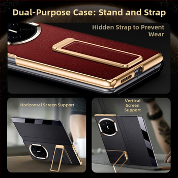 Kožený flip obal pre Huawei MateX7 z imitovanej kože, elektroplatinovaný povrch, magnetické prebúdzanie/spanie, držiak na zápästie, ochrana proti pádom