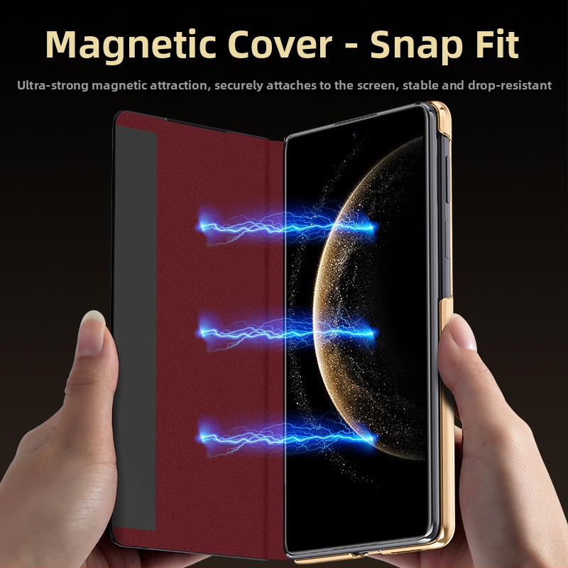 Kožený flip obal pre Huawei MateX7 z imitovanej kože, elektroplatinovaný povrch, magnetické prebúdzanie/spanie, držiak na zápästie, ochrana proti pádom