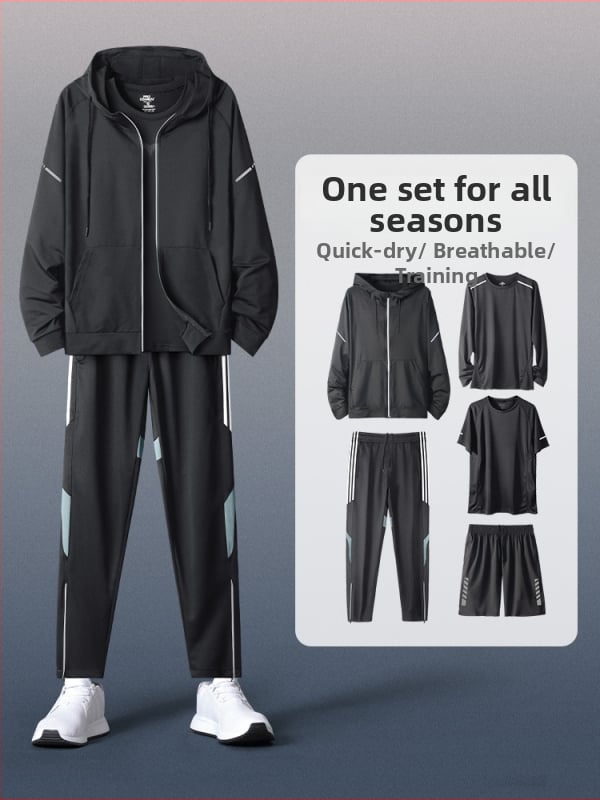 Мъжки спортен комплект с качулка и дълъг ръкав – casual полиестер