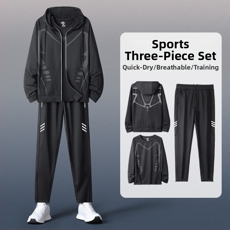 Мъжки спортен комплект с качулка и дълъг ръкав – casual полиестер