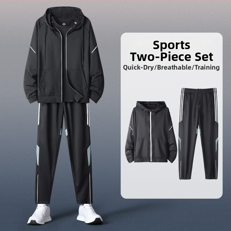 Мъжки спортен комплект с качулка и дълъг ръкав – casual полиестер