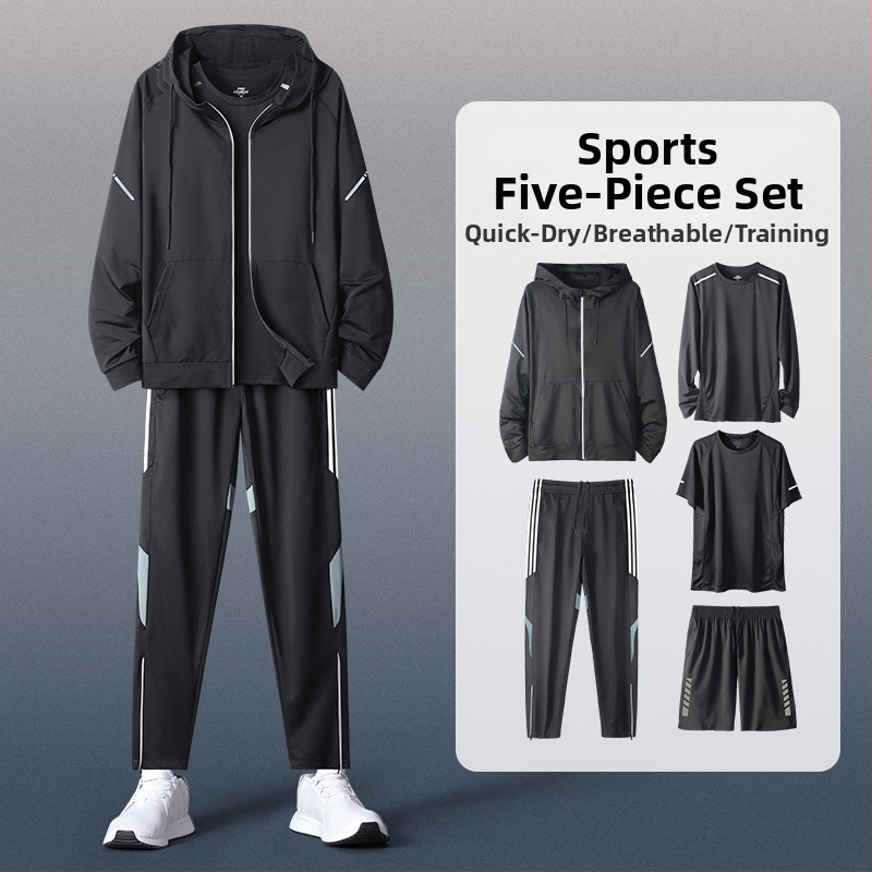 Мъжки спортен комплект с качулка и дълъг ръкав – casual полиестер