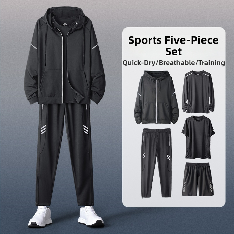 Мъжки спортен комплект с качулка и дълъг ръкав – casual полиестер