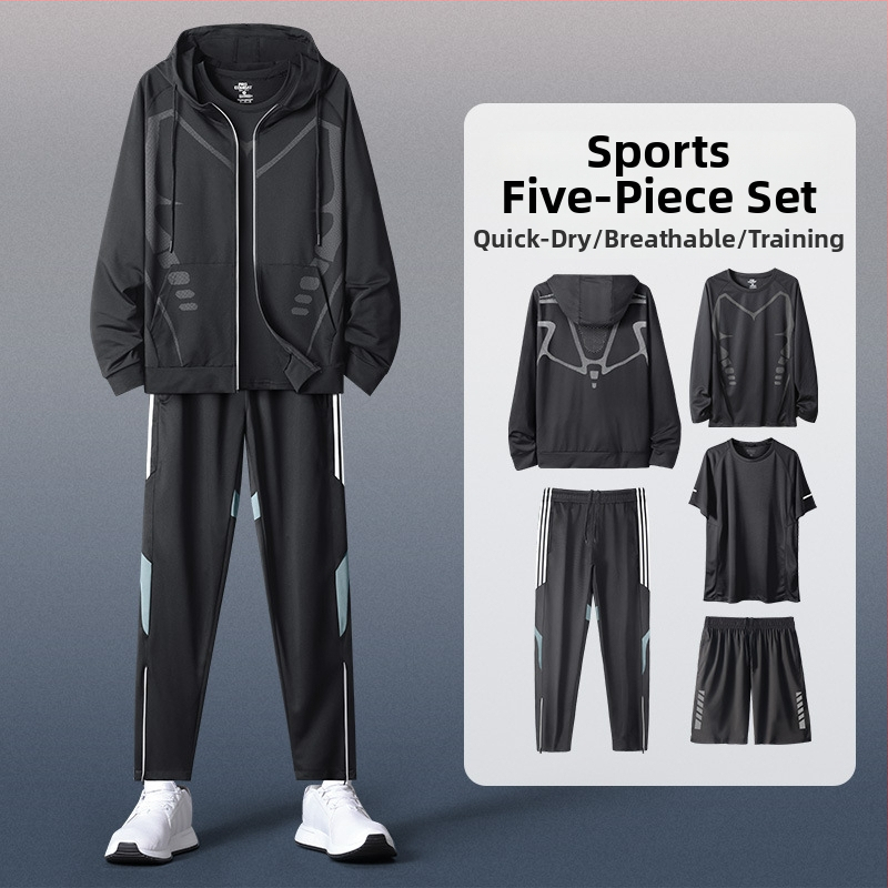 Мъжки спортен комплект с качулка и дълъг ръкав – casual полиестер