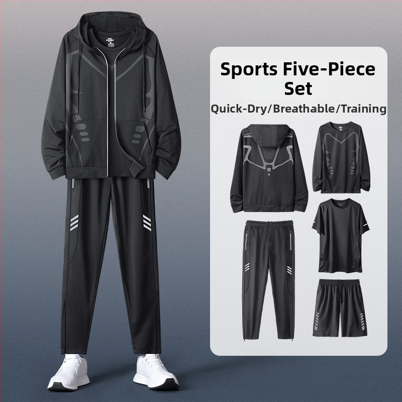 Мъжки спортен комплект с качулка и дълъг ръкав – casual полиестер