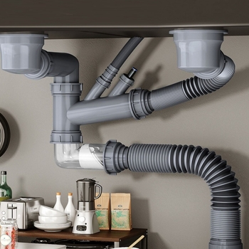 Set odvoda za kuhinjski sudoper: za jednobocni i dvobocni sudoper, cijev protiv mirisa, ABS materijal, model 907052021655, marka Mubin
