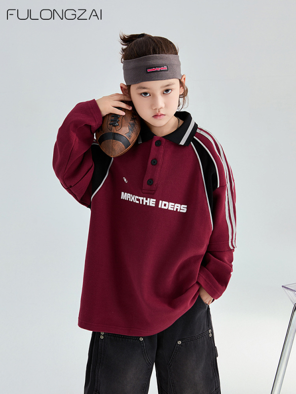 Fulongzai dječja unisex polo majica, pamuk, jesen, za djecu 8+ godina