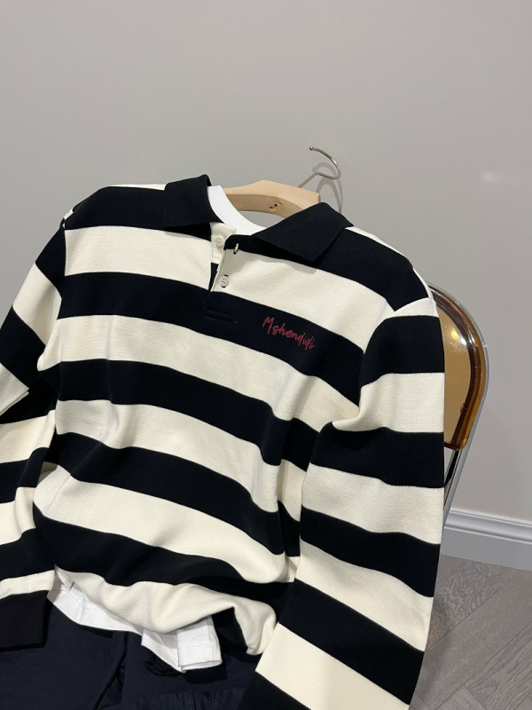 Cambridge-stílusú gyerek póló galléros felső, csíkos gallérral, pamutkeverék, hosszú ujjak, 3–8 éves.