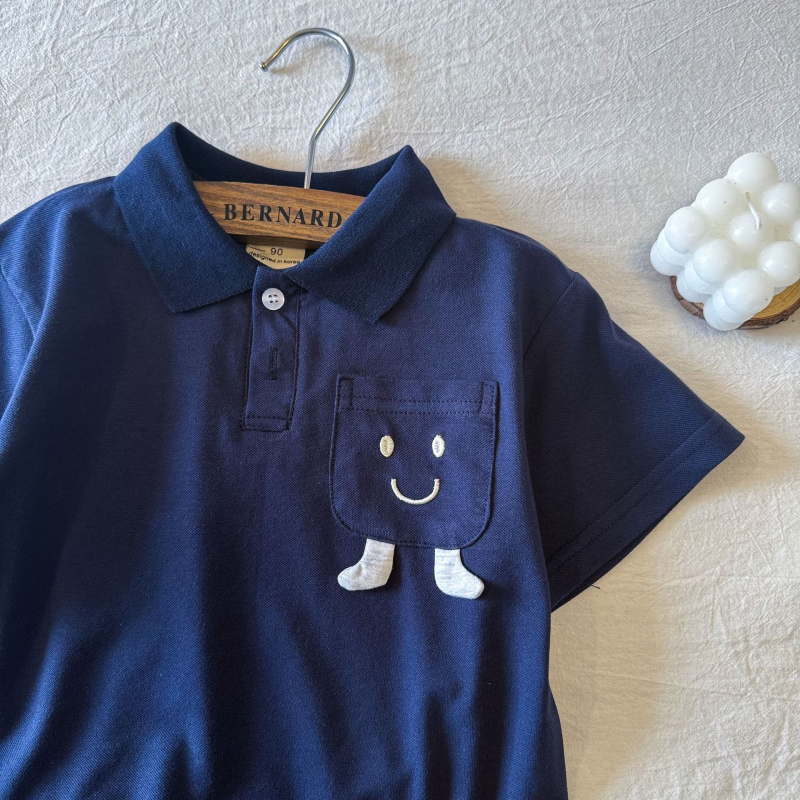 Dječja polo majica, pamuk, korejskog stila, kratkih rukava, s džepom, za djecu 3-8 godina