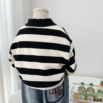 Polo majica za dječaka s dugim rukavima, prugasti uzorak, tkanina od laneno-mješavine, proljeće i jesen, dob 3–8 godina (Podrijetlo: Kina; Materijal: laneno-mješavina; Uzorak: pruge; Sezona: proljeće i jesen; Dob: 3–8 godina)