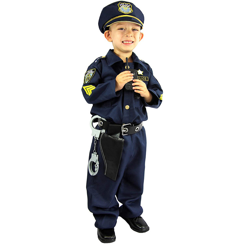 Dječji policijski cosplay kostim za igre i anime – za dječake; glavna tkanina: 100% poliester; smjesa kemijskih vlakana; za uzrast do 17 godina
