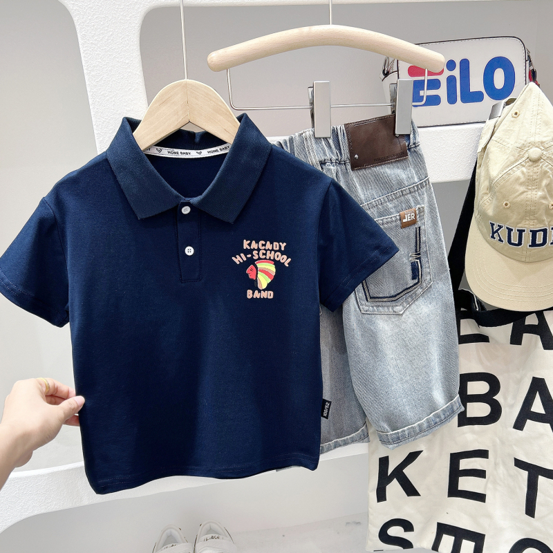 Dječja polo majica, korejski stil, otisak crtani likovi i slova, pamuk tkanina, uzrast 3–8 godina, ljeto 2026