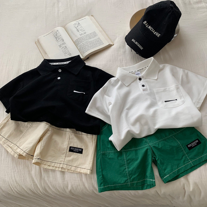 Dječja polo majica u korejskom stilu, pamuk, kratki rukavi, ljeto 2025, unisex, za djecu 3-8 godina