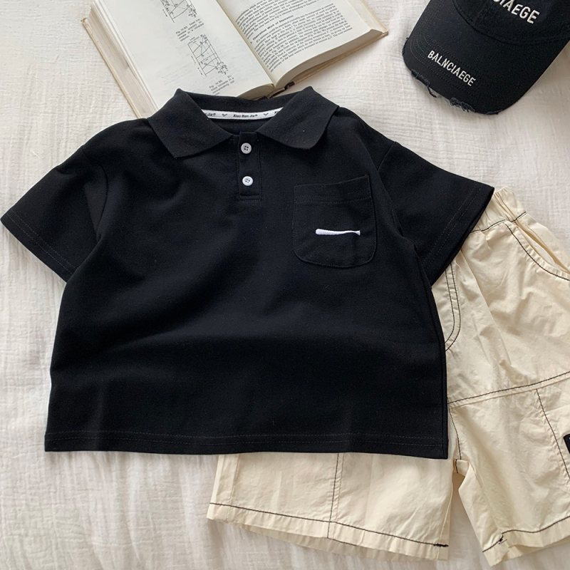 Dječja polo majica u korejskom stilu, pamuk, kratki rukavi, ljeto 2025, unisex, za djecu 3-8 godina