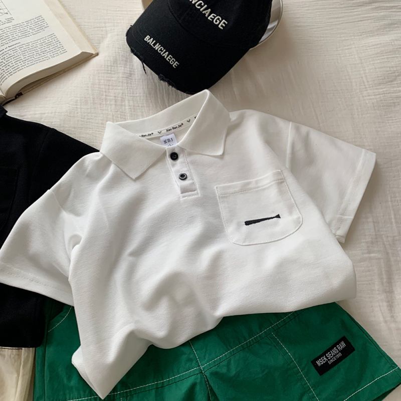 Dječja polo majica u korejskom stilu, pamuk, kratki rukavi, ljeto 2025, unisex, za djecu 3-8 godina