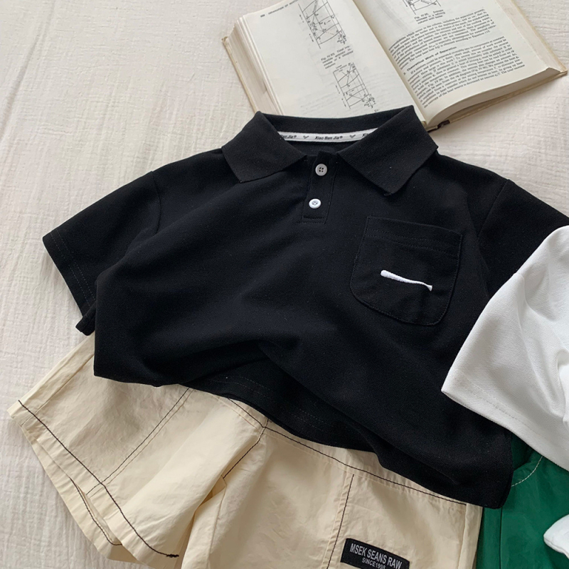 Dječja polo majica u korejskom stilu, pamuk, kratki rukavi, ljeto 2025, unisex, za djecu 3-8 godina