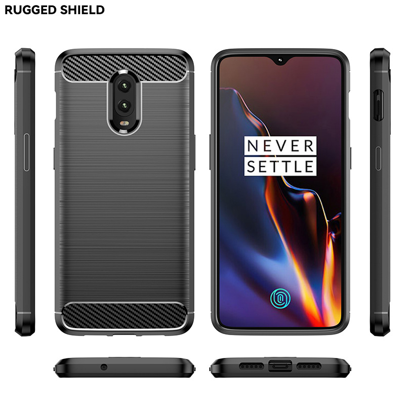 Carcasă TPU pentru OnePlus 6/6T – Finisare mată, Model textură carbon, Protecție anti-cadere, Atașare magnetică