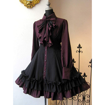 Srednjovjekovna gotična haljina s mašnicom - Renesansni steampunk cosplay za žene, poliester sa spandexom (70-80% / <30%), proljeće 2023