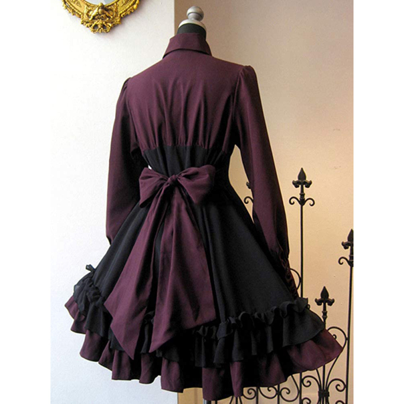 Srednjovjekovna gotična haljina s mašnicom - Renesansni steampunk cosplay za žene, poliester sa spandexom (70-80% / <30%), proljeće 2023