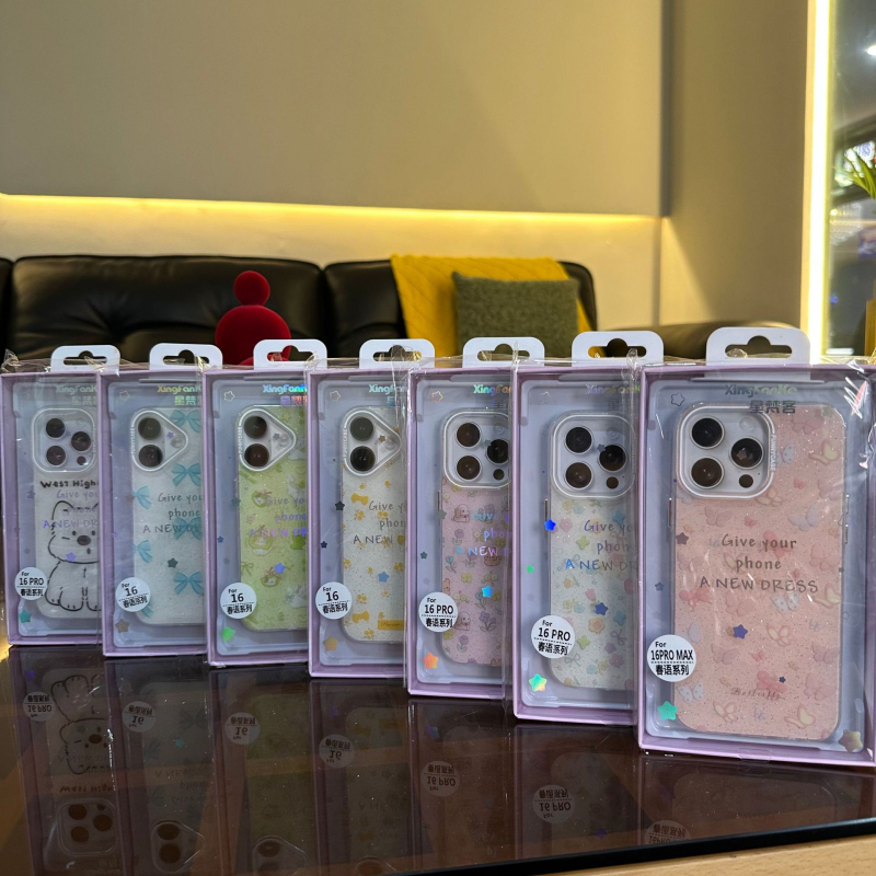 Kućište za telefon s glitter dizajnom crtanog lika, mekani rubovi, TPU materijal, otporno na pad, kompatibilno s iPhone 15/16/17 serijom