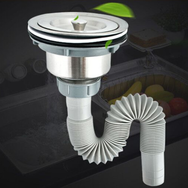 Kuhinjski sudoper od nehrđajućeg čelika s dvostrukim koritom, odvodni sustav u obliku S, vučni odvod, model 8040B, stil modernog minimalizma