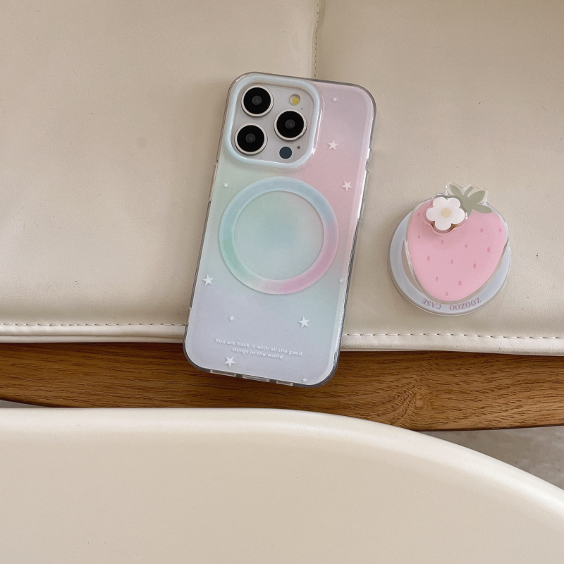 TPU stražnja maska s gradijentom zvjezdice jagode za iPhone 11/12/13/14 – mat završetak, zaštita od pada, držač