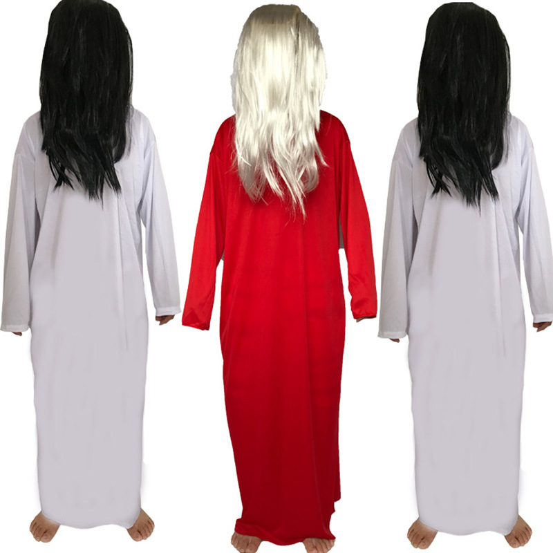 Sadako cosplay kostim za Halloween, unisex za odrasle, glavni materijal pamuk, 30% polipropilen, podstava akril 40%, pogodan za scenu, sve sezone