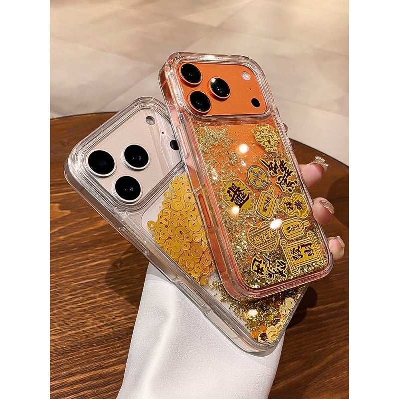 Carcasă pentru telefon cu motiv arborele bogăției, reliefată, cu monede din foiță de aur, transparentă, pentru iPhone 17/17 Pro/16 Pro Max