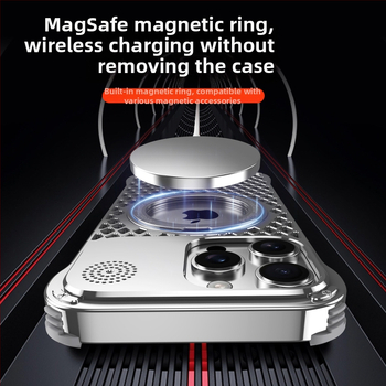 Carcasă pentru telefon din aliaj de aluminiu, cu bază magnetică rotativă și aromaterapie, compatibilă cu seria iPhone 17, disipare a căldurii