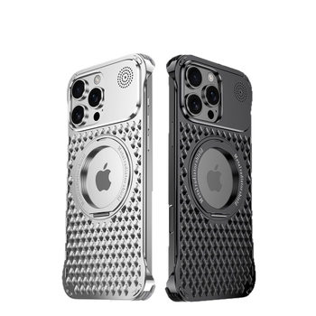 Carcasă pentru telefon din aliaj de aluminiu, cu bază magnetică rotativă și aromaterapie, compatibilă cu seria iPhone 17, disipare a căldurii