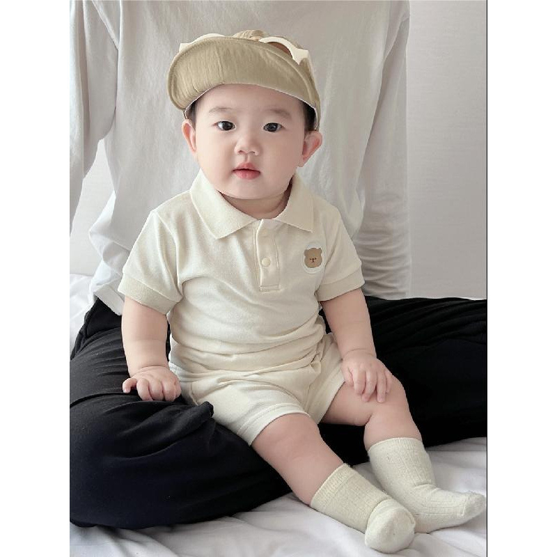 Dječji ljetni polo set s kratkim hlačama, prozračni pamuk, casual stil, uzrast 1–3 godine