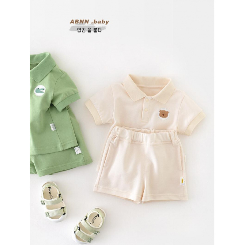 Dječji ljetni polo set s kratkim hlačama, prozračni pamuk, casual stil, uzrast 1–3 godine