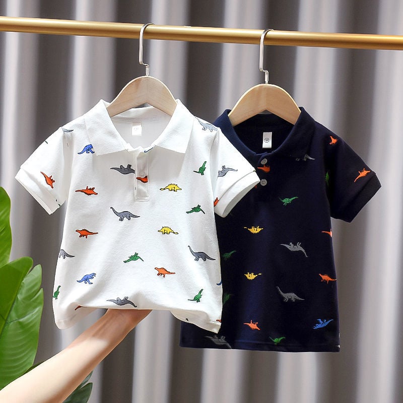 Muško polo majica kratkih rukava, dinosaura print, pamuk, 81–95% pamuka, ljetni stil
