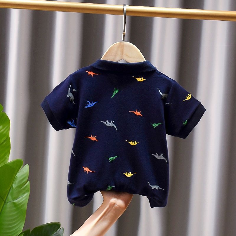 Muško polo majica kratkih rukava, dinosaura print, pamuk, 81–95% pamuka, ljetni stil