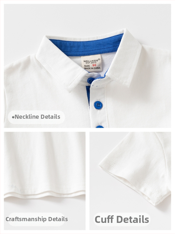 Polo majica za dječake, 100% pamuk, Casual, Ljeto 2026, Jednobojna, Uzrast 3–8 godina