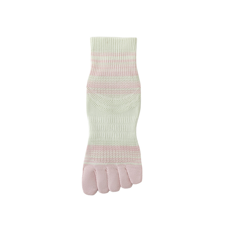 Ženske pet prstiju čarape — prozračne od combed cotton, 70–80% pamuka, anti sklizanje, upijanje znoja, trenje; uzorak: usklađeni boje; visina cijevi srednja