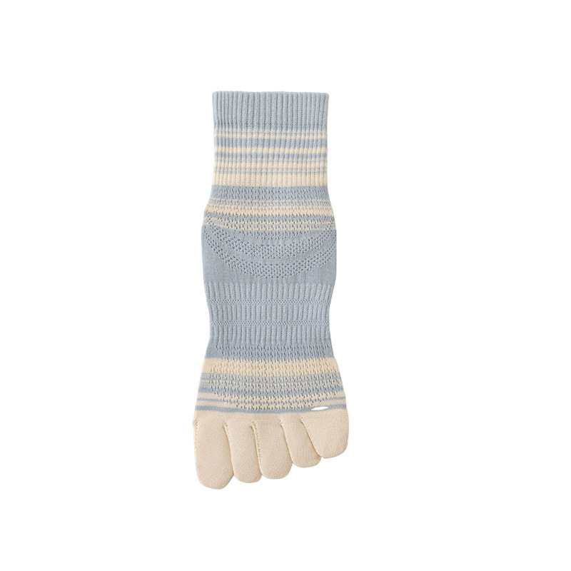 Ženske pet prstiju čarape — prozračne od combed cotton, 70–80% pamuka, anti sklizanje, upijanje znoja, trenje; uzorak: usklađeni boje; visina cijevi srednja